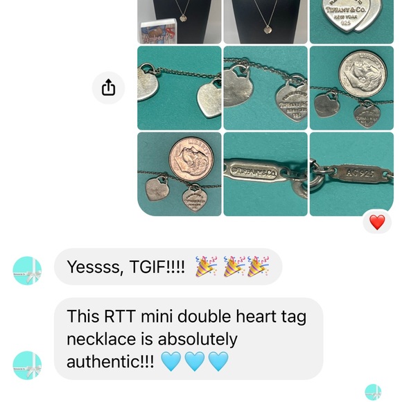 Tiffany & Co. mini double heart necklace in silver - Picture 6 of 9